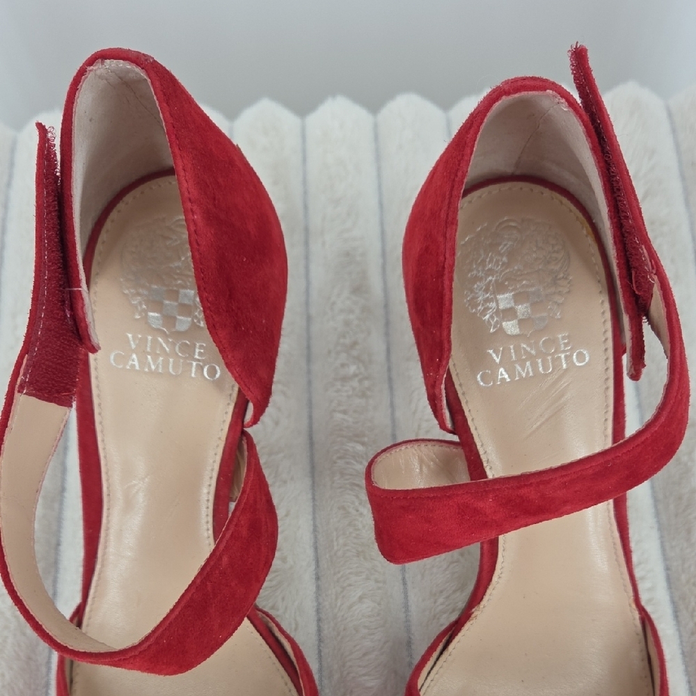 Vince Camuto Red Suede Heels - Picture 3 of 9